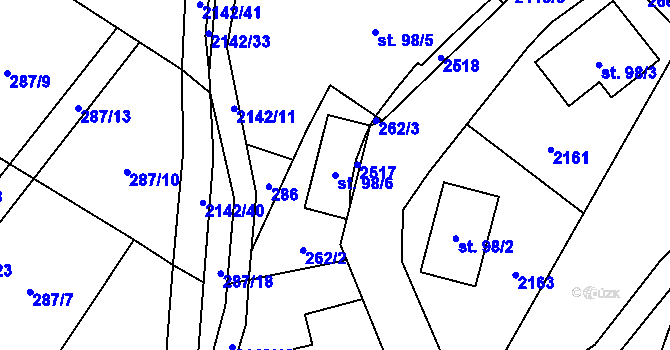 Parcela st. 98/6 v KÚ Roztoky u Jilemnice, Katastrální mapa