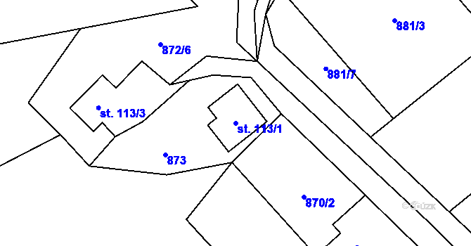 Parcela st. 113/1 v KÚ Roztoky u Jilemnice, Katastrální mapa