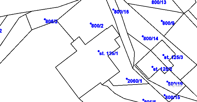 Parcela st. 125/1 v KÚ Roztoky u Jilemnice, Katastrální mapa
