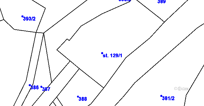 Parcela st. 129/1 v KÚ Roztoky u Jilemnice, Katastrální mapa