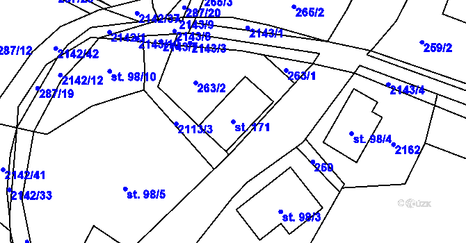 Parcela st. 171 v KÚ Roztoky u Jilemnice, Katastrální mapa