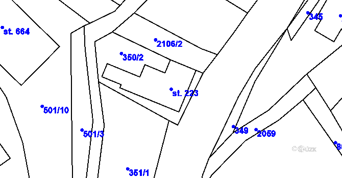 Parcela st. 223 v KÚ Roztoky u Jilemnice, Katastrální mapa