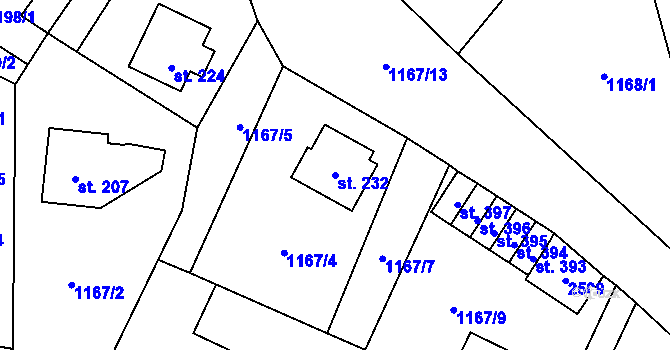 Parcela st. 232 v KÚ Roztoky u Jilemnice, Katastrální mapa