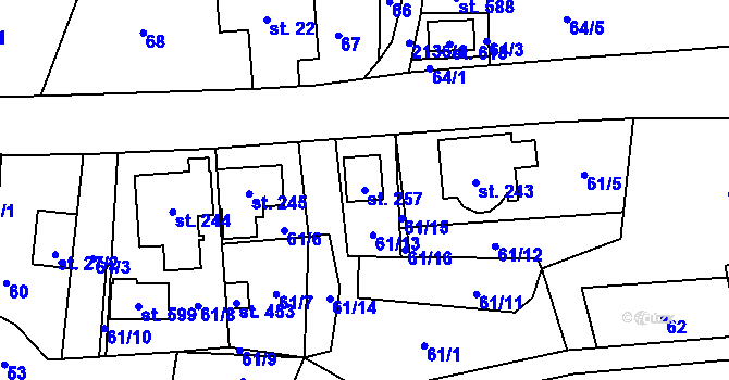 Parcela st. 257 v KÚ Roztoky u Jilemnice, Katastrální mapa
