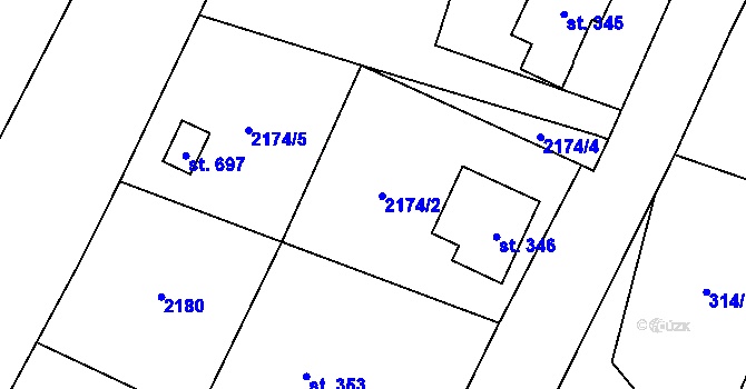 Parcela st. 349 v KÚ Roztoky u Jilemnice, Katastrální mapa