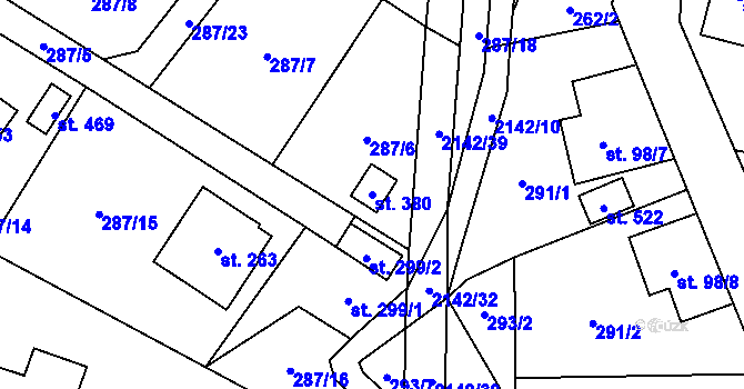 Parcela st. 380 v KÚ Roztoky u Jilemnice, Katastrální mapa