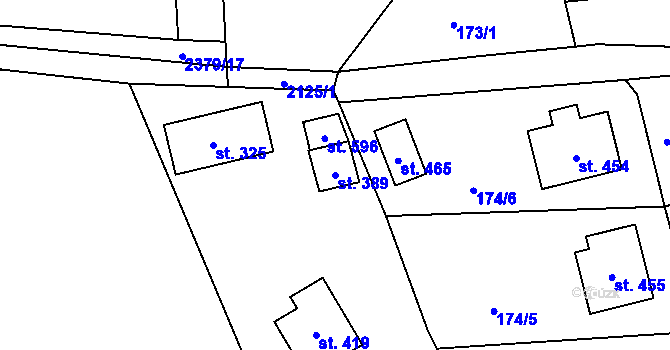 Parcela st. 389 v KÚ Roztoky u Jilemnice, Katastrální mapa