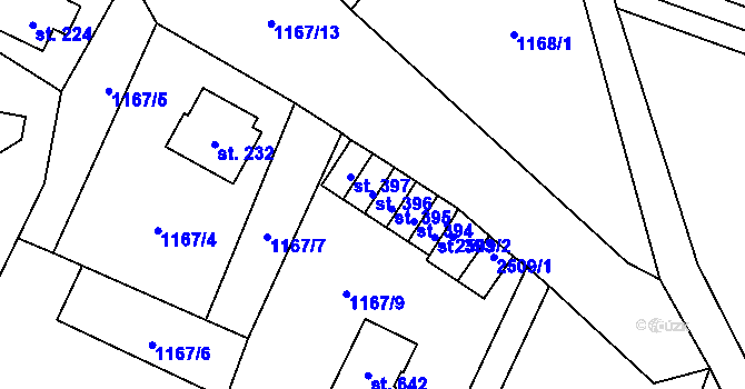 Parcela st. 396 v KÚ Roztoky u Jilemnice, Katastrální mapa