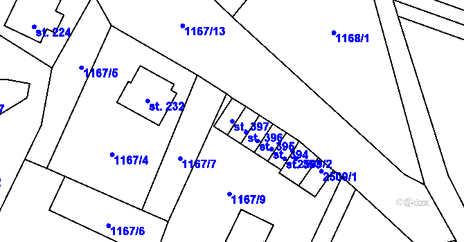 Parcela st. 397 v KÚ Roztoky u Jilemnice, Katastrální mapa