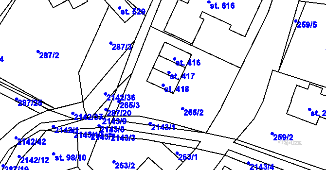 Parcela st. 418 v KÚ Roztoky u Jilemnice, Katastrální mapa