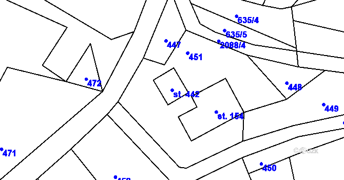 Parcela st. 442 v KÚ Roztoky u Jilemnice, Katastrální mapa