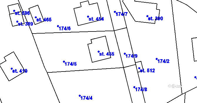 Parcela st. 455 v KÚ Roztoky u Jilemnice, Katastrální mapa