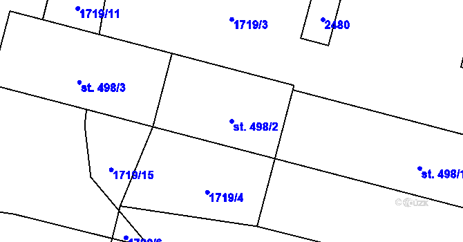 Parcela st. 498/2 v KÚ Roztoky u Jilemnice, Katastrální mapa
