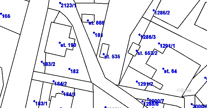Parcela st. 535 v KÚ Roztoky u Jilemnice, Katastrální mapa