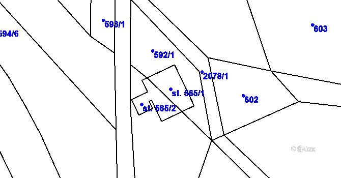 Parcela st. 565/1 v KÚ Roztoky u Jilemnice, Katastrální mapa