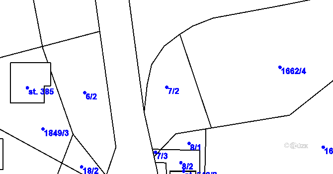 Parcela st. 7/2 v KÚ Roztoky u Jilemnice, Katastrální mapa