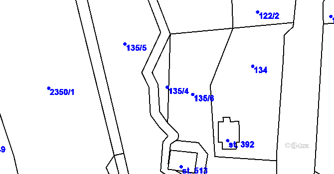 Parcela st. 135/4 v KÚ Roztoky u Jilemnice, Katastrální mapa