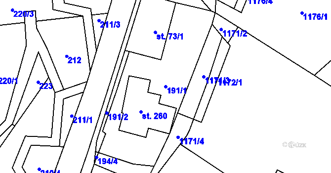 Parcela st. 191/1 v KÚ Roztoky u Jilemnice, Katastrální mapa