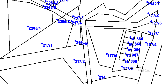 Parcela st. 215 v KÚ Roztoky u Jilemnice, Katastrální mapa