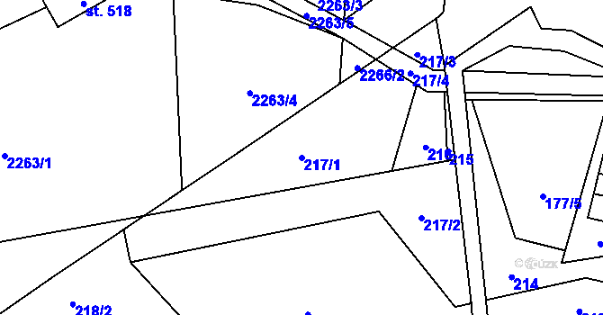 Parcela st. 217/1 v KÚ Roztoky u Jilemnice, Katastrální mapa
