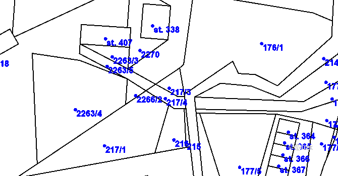 Parcela st. 217/3 v KÚ Roztoky u Jilemnice, Katastrální mapa