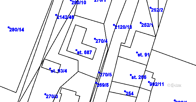 Parcela st. 269/1 v KÚ Roztoky u Jilemnice, Katastrální mapa