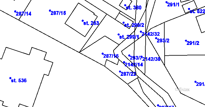 Parcela st. 287/16 v KÚ Roztoky u Jilemnice, Katastrální mapa