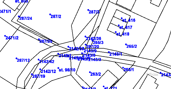 Parcela st. 287/20 v KÚ Roztoky u Jilemnice, Katastrální mapa