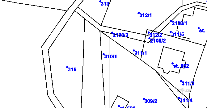 Parcela st. 310/1 v KÚ Roztoky u Jilemnice, Katastrální mapa