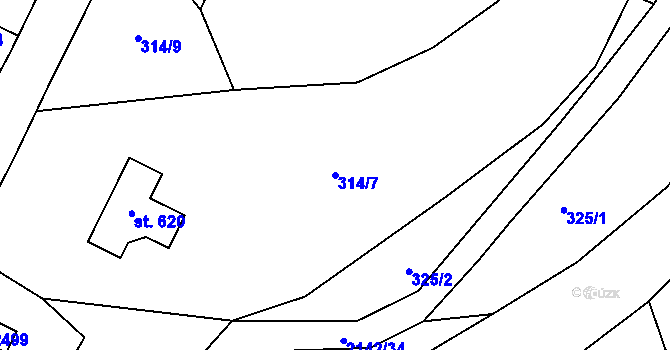 Parcela st. 314/7 v KÚ Roztoky u Jilemnice, Katastrální mapa