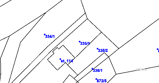 Parcela st. 335/1 v KÚ Roztoky u Jilemnice, Katastrální mapa