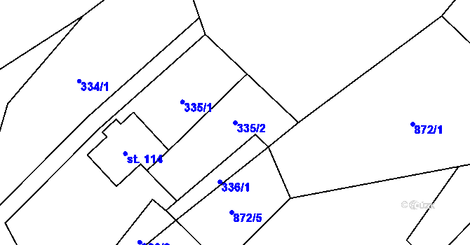 Parcela st. 335/2 v KÚ Roztoky u Jilemnice, Katastrální mapa