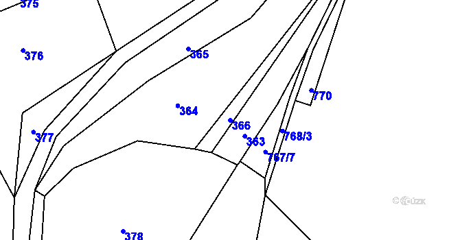 Parcela st. 366 v KÚ Roztoky u Jilemnice, Katastrální mapa