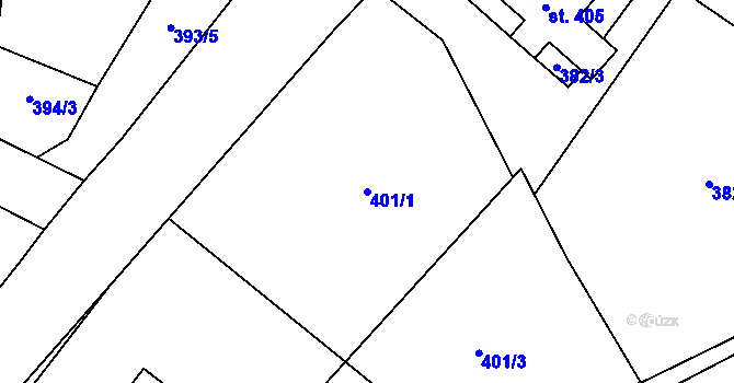 Parcela st. 401/1 v KÚ Roztoky u Jilemnice, Katastrální mapa