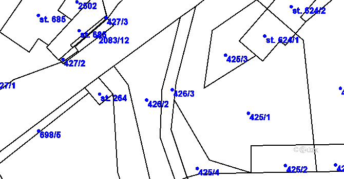 Parcela st. 426/3 v KÚ Roztoky u Jilemnice, Katastrální mapa