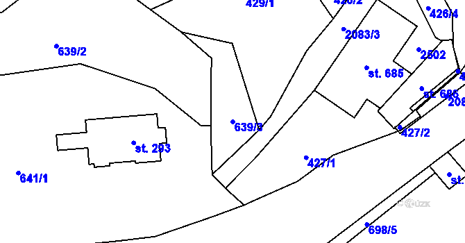 Parcela st. 639/3 v KÚ Roztoky u Jilemnice, Katastrální mapa