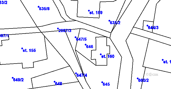 Parcela st. 646 v KÚ Roztoky u Jilemnice, Katastrální mapa