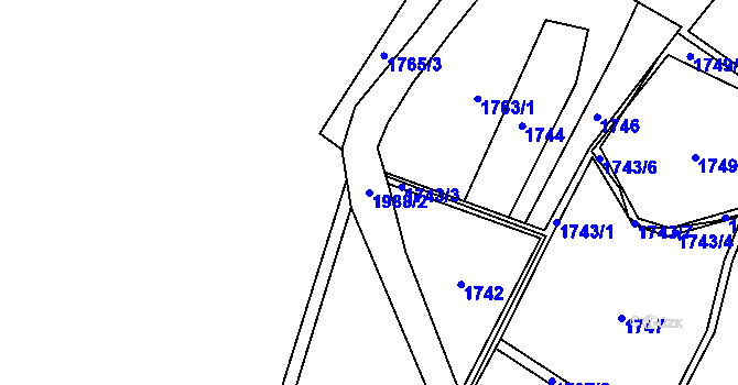 Parcela st. 1988/2 v KÚ Roztoky u Jilemnice, Katastrální mapa