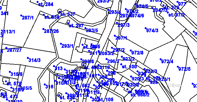 Parcela st. 2083/2 v KÚ Roztoky u Jilemnice, Katastrální mapa