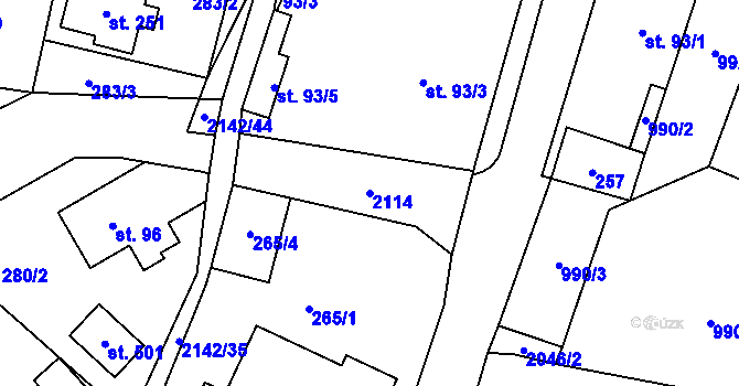 Parcela st. 2114 v KÚ Roztoky u Jilemnice, Katastrální mapa