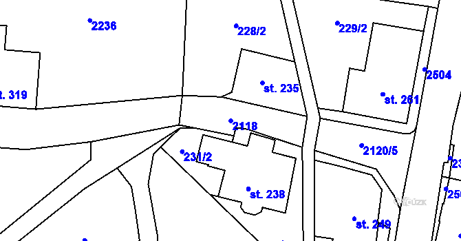 Parcela st. 2118 v KÚ Roztoky u Jilemnice, Katastrální mapa