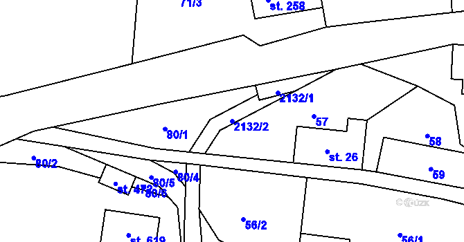 Parcela st. 2132/2 v KÚ Roztoky u Jilemnice, Katastrální mapa