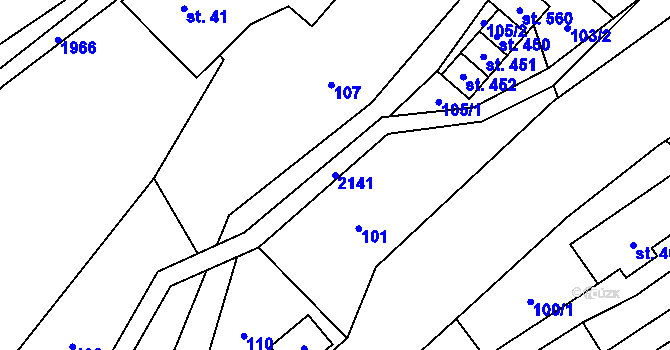 Parcela st. 2141 v KÚ Roztoky u Jilemnice, Katastrální mapa