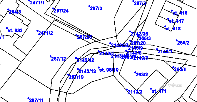 Parcela st. 2142/1 v KÚ Roztoky u Jilemnice, Katastrální mapa