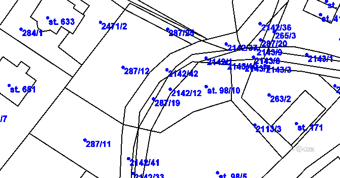 Parcela st. 2142/12 v KÚ Roztoky u Jilemnice, Katastrální mapa