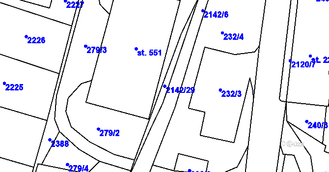 Parcela st. 2142/29 v KÚ Roztoky u Jilemnice, Katastrální mapa