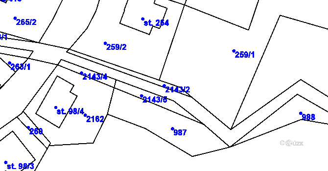 Parcela st. 2143/2 v KÚ Roztoky u Jilemnice, Katastrální mapa
