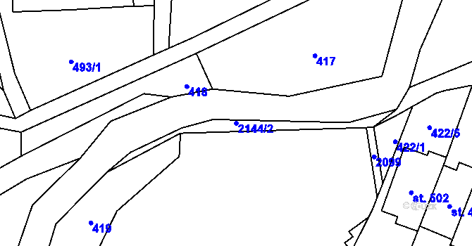 Parcela st. 2144/2 v KÚ Roztoky u Jilemnice, Katastrální mapa