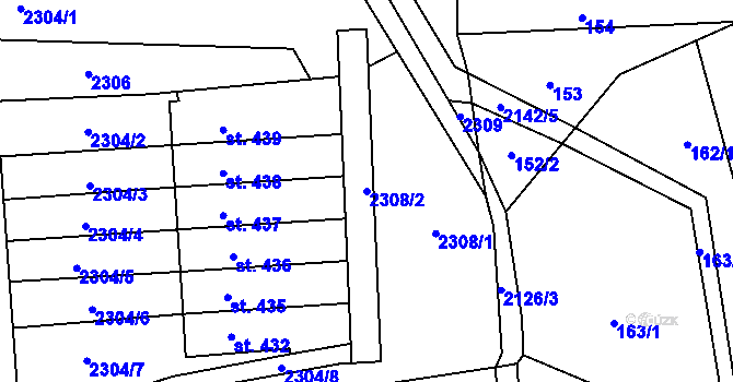 Parcela st. 2308/2 v KÚ Roztoky u Jilemnice, Katastrální mapa