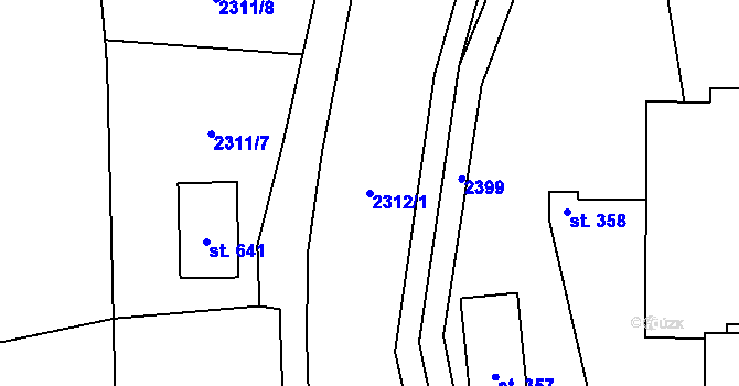 Parcela st. 2312/1 v KÚ Roztoky u Jilemnice, Katastrální mapa